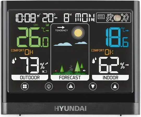 Hyundai HY-WS2450 Stație Meteo Fără Fir Digitală de Masă Albă