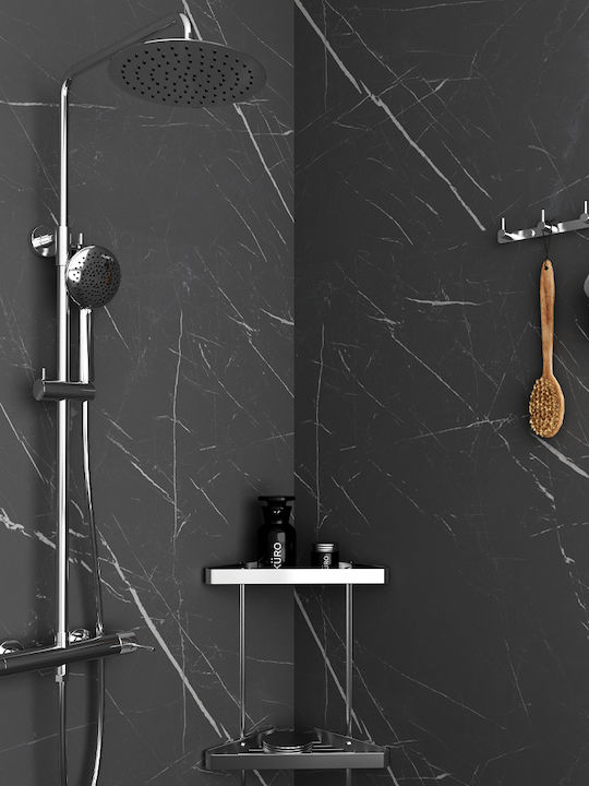 Orabella Elegance Höhenverstellbare Duschsäule mit Wannenbatterie 88-118cm Silber
