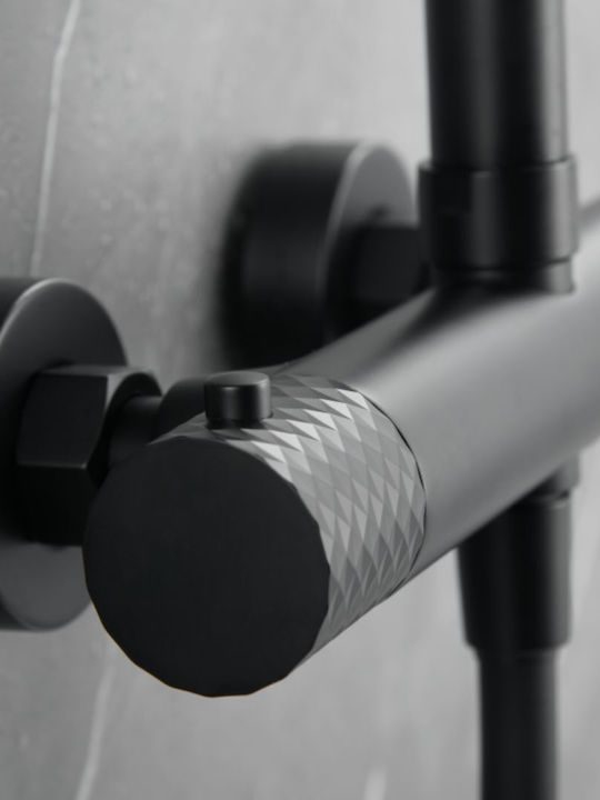 Imex Adjustable Shower Column with Mixer 88-124 cm Black