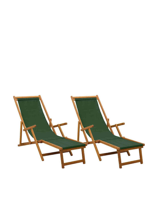 Doppelter Hölzernes Garten- und Pool-Liegestuhl Beige 2 Stück 61x155x95cm