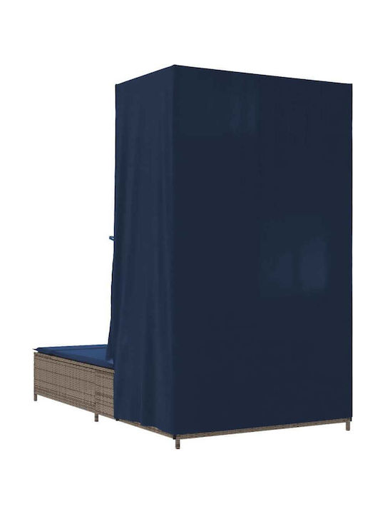 Ξαπλώστρα Διπλή Rattan με Μαξιλάρι Γκρι 100x197εκ.