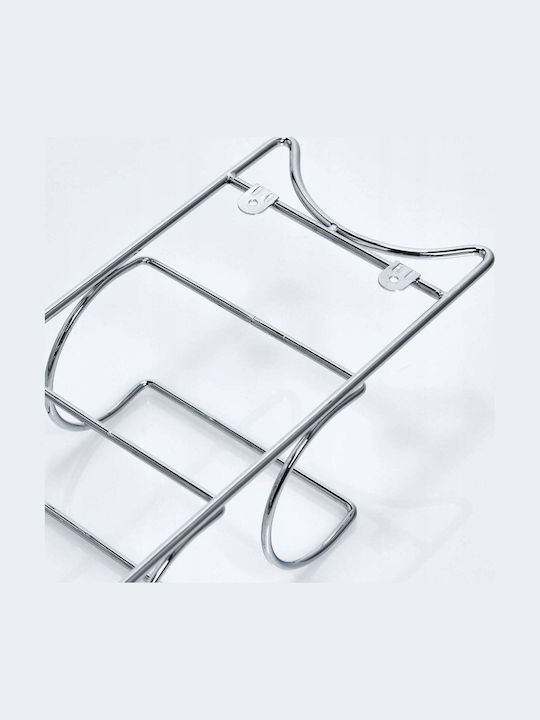 Raft Pentru Vinuri Metalic Pentru 5 Sticle Argintiu 15x10.5x61cm