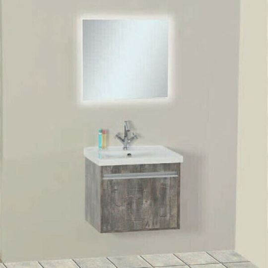 Pro Bagno Nicias 933 Blat cu Lavoar & Oglindă cu lumină L65xW45xH57cm Maro