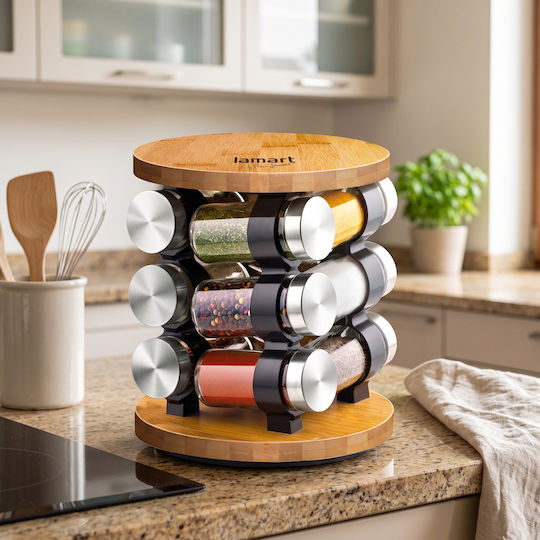 Lamart Glass Tabletop Rotating Spice Rack Sapor Spice Brown 12pcs