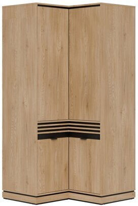 Cavtole 110 Δίφυλλη Ντουλάπα Γωνιακή 100x100x205cm Δρυς, Μαύρο