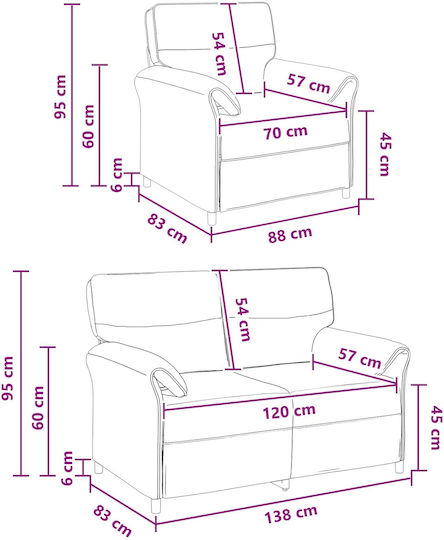 Living Room Furniture Set 2-Seater & Armchair