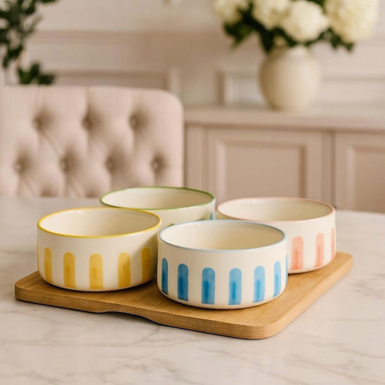 Ceramic Dessert Tower Stand 4 Slots with Yellow Base Ø21cm W21xL6cm