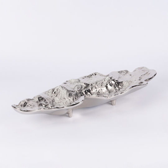 Bol Decorativ Metalic Argintiu 51x19.5x7cm