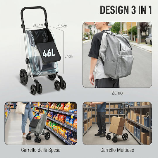 Shopping Trolley Gray 46lt
