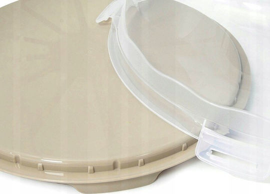 Dunya Plastic Cake Stand with Beige Lid 33.6x15.3cm
