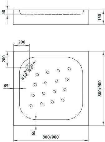 Deante Quadratisch Acryl Dusche x90cm Weiß