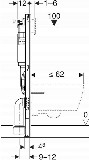 Geberit Duofix Eingebaut Kunststoff Toiletten-Spülung Rechteckig