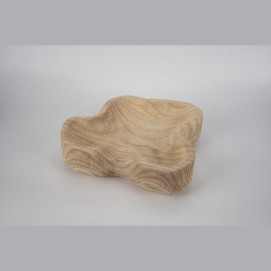 Round Wooden Beige Decorative Platter 28x28x7.5cm