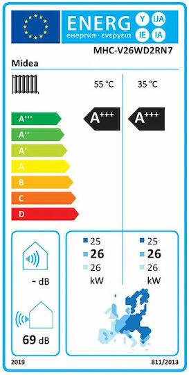 Midea Mars Αντλία Θερμότητας 26kW Τριφασική 55°C Monoblock