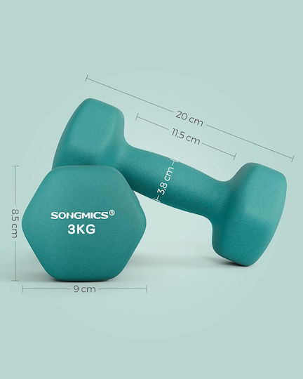 Songmics Set of Hexagon Dumbbells from Neoprene 2 x 3kg