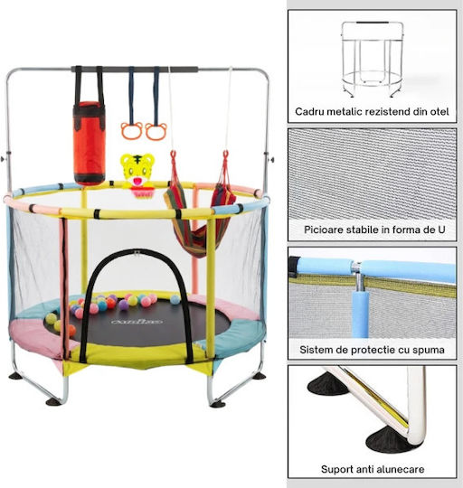 Trambulină Pentru Copii 6-în-1 Diametru 140 cm Cu Plasă De Protecție Multicoloră
