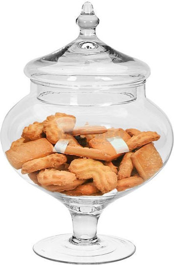 JK Home Decoration Φοντανιέρα Glas mit Deckel und Ständer 17x17x28cm Transparent
