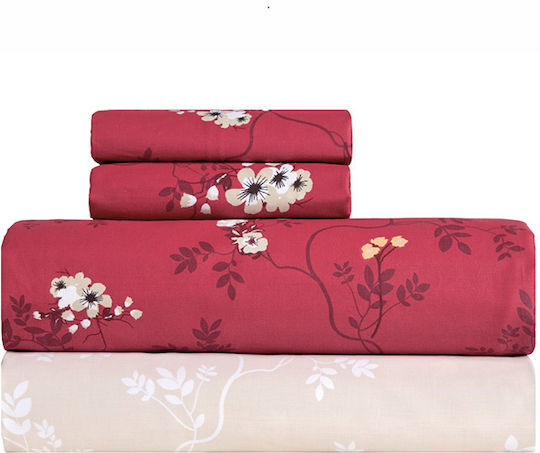 Kentia Set Bed Sheets Super-Double 240x270cm Red 4 Pieces