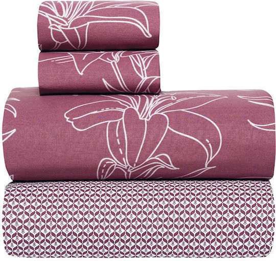 Kentia Saporo Комплект Чаршафи Супердвойни 240x270см Bordo-pink (4бр)