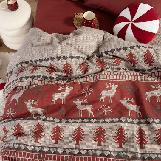 Nef-Nef Homeware Sheet Sets Single Flannel 160x260cm. Tinsel Bordo 3pcs