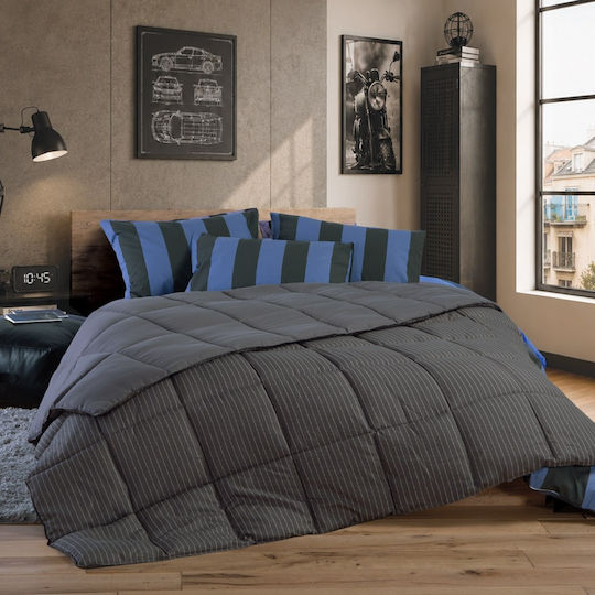 Nef-Nef Homeware Сет Памучна Завивка Единична с Пълнеж Микрофибър 160x220см. Chroma Кафяв 330 GSM