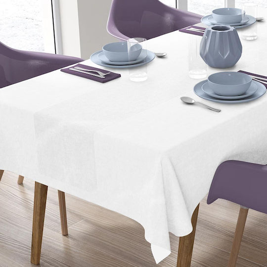 Dimcol Τραπεζομάντηλο Αλέκιαστο Σετ 2τμχ Panama White 140x220εκ.