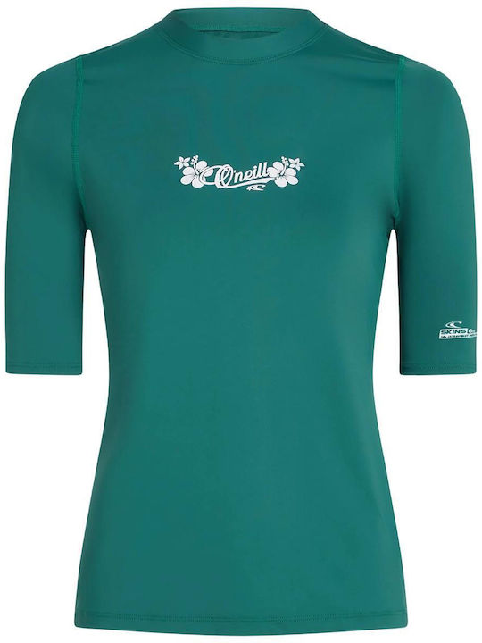 O'Neill Skin UPF 50+ Tricou De Protecție Solară Pentru Femei Mâneci Scurte Verde