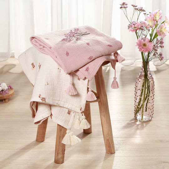 Babyono Одеяло за гушкане и люлка Розово 75x100см