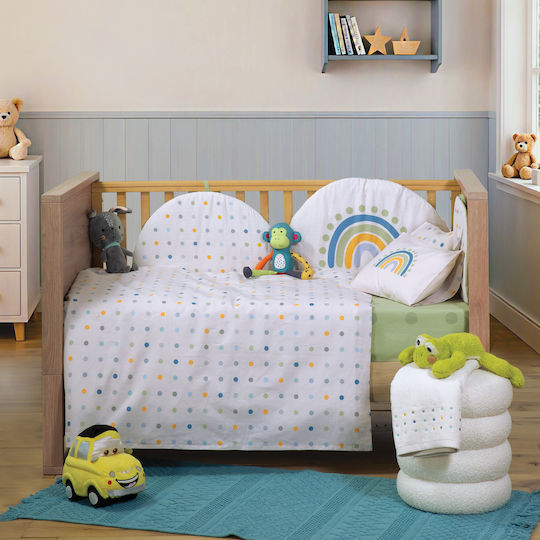 Nef-Nef Homeware Сет Детски чаршафи За Количка Памучни Baby Dots Бели 70x120см. 2бр