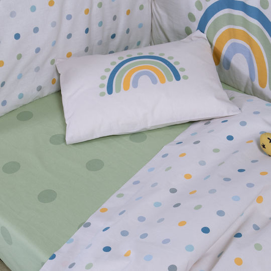 Nef-Nef Homeware Сет Детски чаршафи За Количка Памучни Baby Dots Бели 70x120см. 2бр