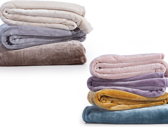 Nef-Nef Homeware Loft Velvet Single Blanket 170x220cm Smoke Blue