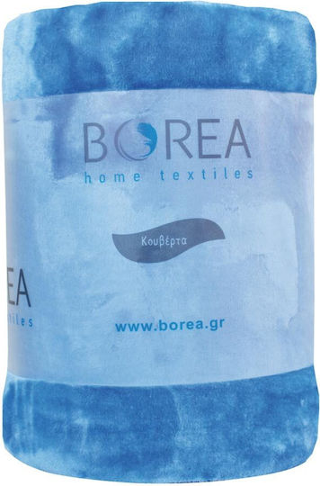 Borea K-4 Κουβέρτα Βελουτέ Μονή 150x220εκ. Πετρόλ