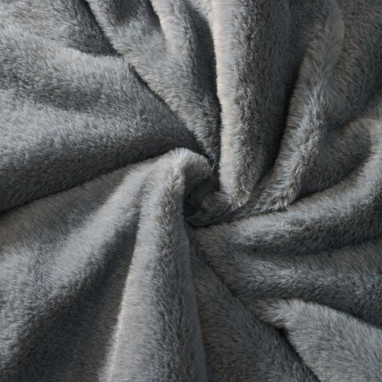 Olia Home Furry Blanket Super Double 220x240cm Gray