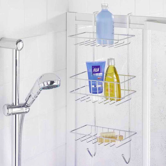 Wenko Revigo Wall Mounted Bathroom Shelf Metallic with 3 Shelves 22.5x18.5x57cm White