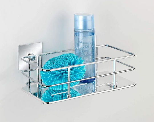 Wenko Quadro Wall Mounted Bathroom Shelf Inox 24x14.5x10cm Silver