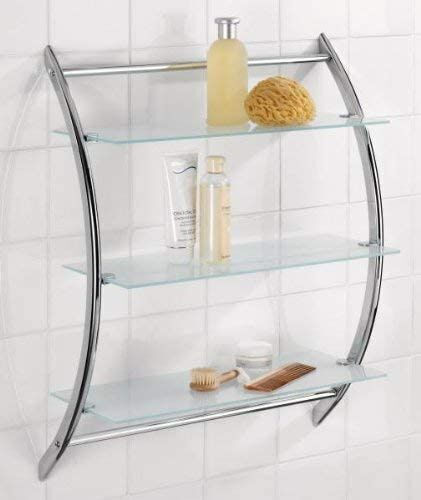 Wenko Vermont Wall Mounted Bathroom Shelf Metallic with 3 Shelves 57x22x71cm Transparent