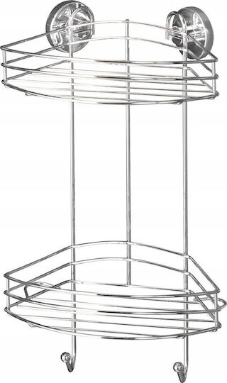 Wenko Vacuum-Loc Ъглов Стенен Рафт за баня Метален с 2 рафта 23x21x43см Сребриста