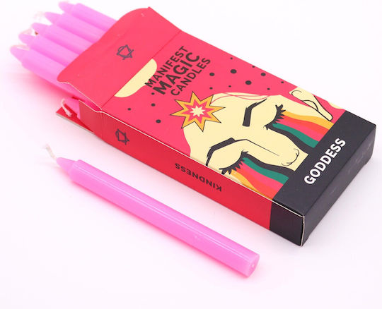 Ancient Wisdom Decorative Pink Taper Candle 12 Pieces
