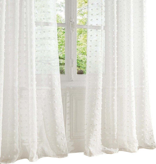 Atmosphera Curtain with Grommets As Lily White White 140x240cm