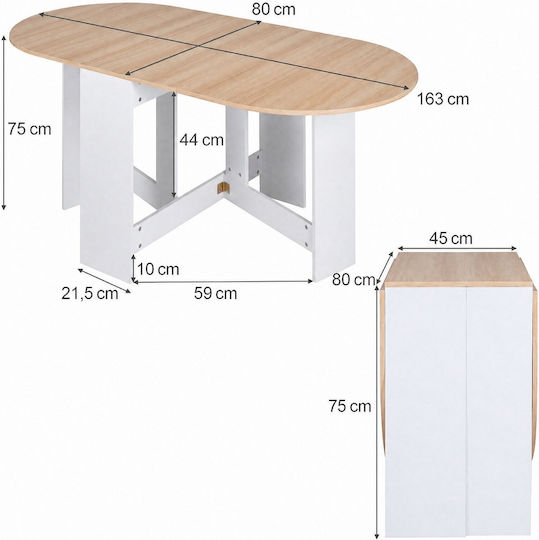 Foldable Wooden Outdoor Table Wooden 163x80x75cm