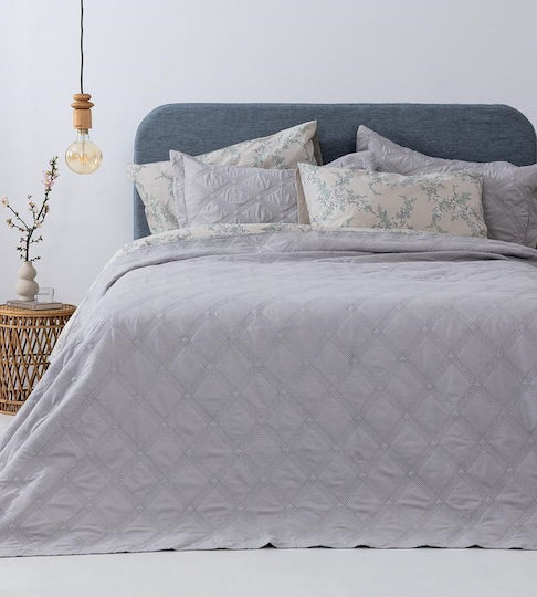 Palamaiki Ifigeneia Set Coverlet Single Microfiber Silver 160x240cm