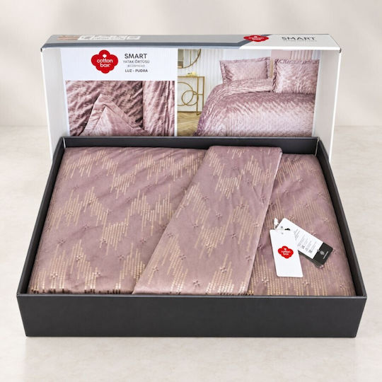 Cottonbox Set Paturi & Cuverturi Pat King Size Roz Pudră 250x240cm 3 Bucăți