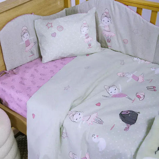 Nef-Nef Homeware Ballerine World Crib Bumper Standard Inside Green