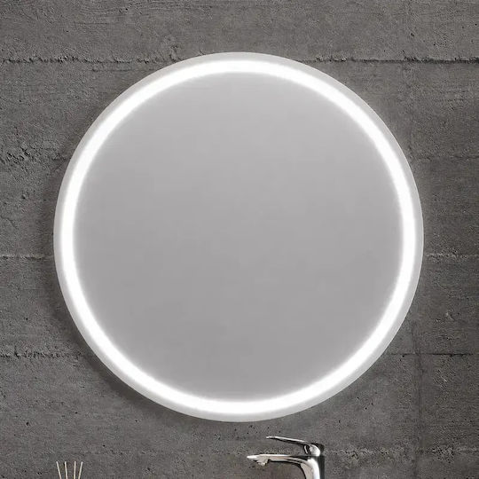 Round Bathroom Mirror Led made of MDF 80x80cm Blue