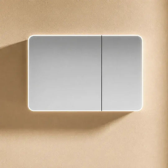 Martin Oglindă de Baie cu Lumini LED 90x70cm Gri