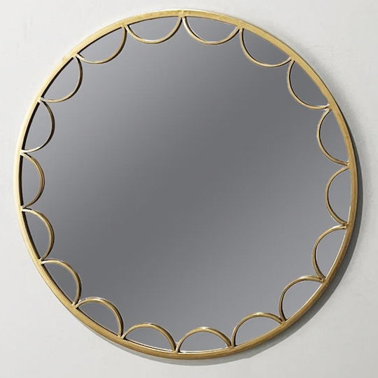 Wandspiegel mit Goldmetallrahmen Durchmesser 76cm