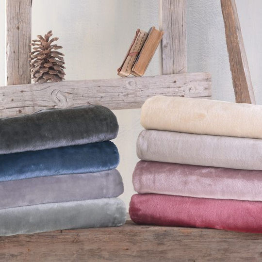 Rythmos Κουβέρτα Βελουτέ Velour Μπλε 160x220εκ.
