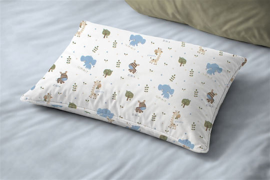 Dimcol Happy Safari 711 Fata De Pernă Pentru Copii Din 100% Bumbac 50x70cm Alb-Cer Albastru