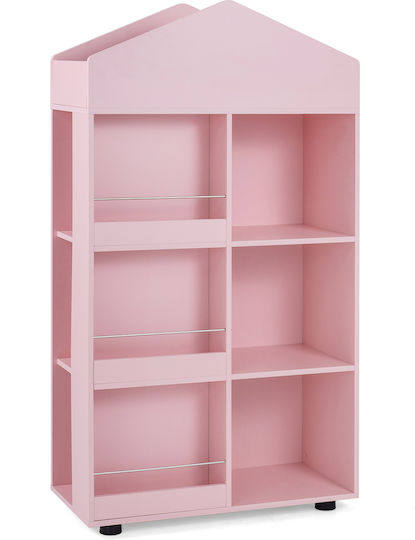 Βιβλιοθήκη Δαπέδου Ξύλινη Ροζ 116x30x64cm