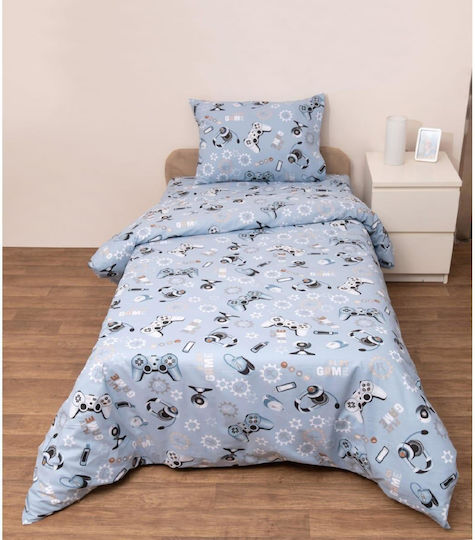 Viopros Σετ Μονά με Λάστιχο Μπλε 100x200cm